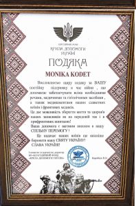 Charitativní fond Křídla pomoci Ukrajině (adresát: Monika Kodet)